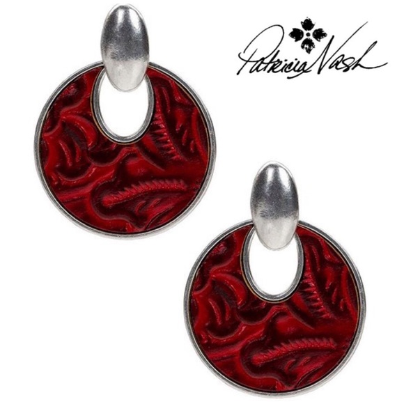 Patricia Nash Red and Silver Earrings - Picture 1 of 4
